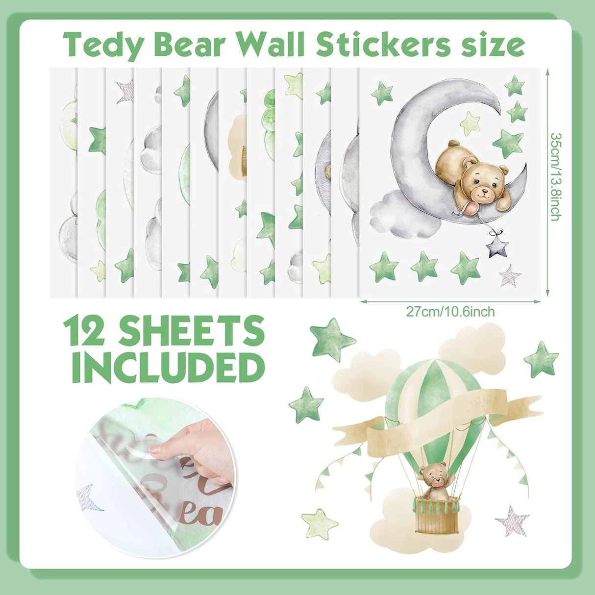 Pegatinas de Pared Yinder 12 Hojas Ositos y Vaca Highland