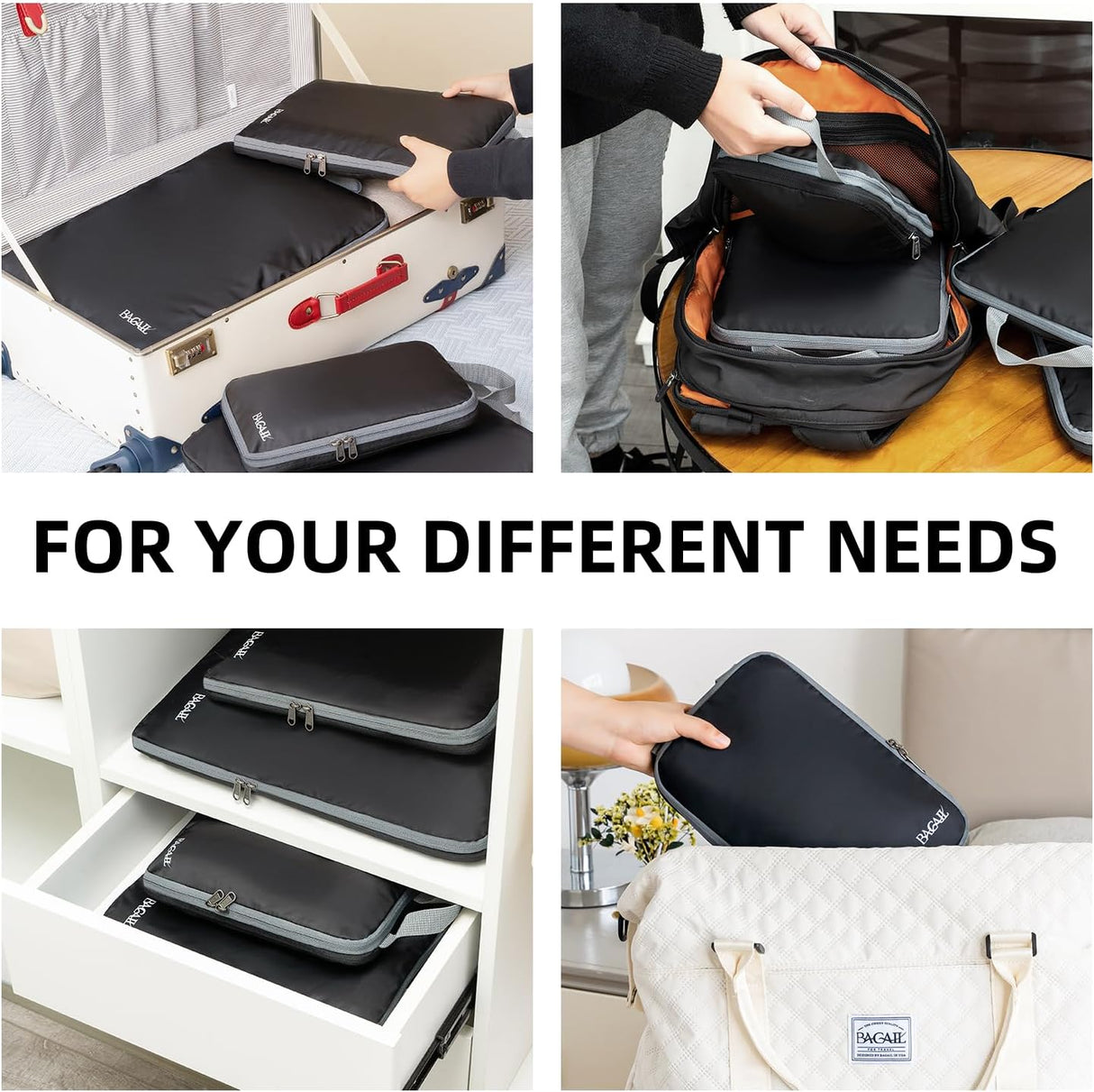 Cubos de compresión BAGAIL 4 Set Accesorios de viaje