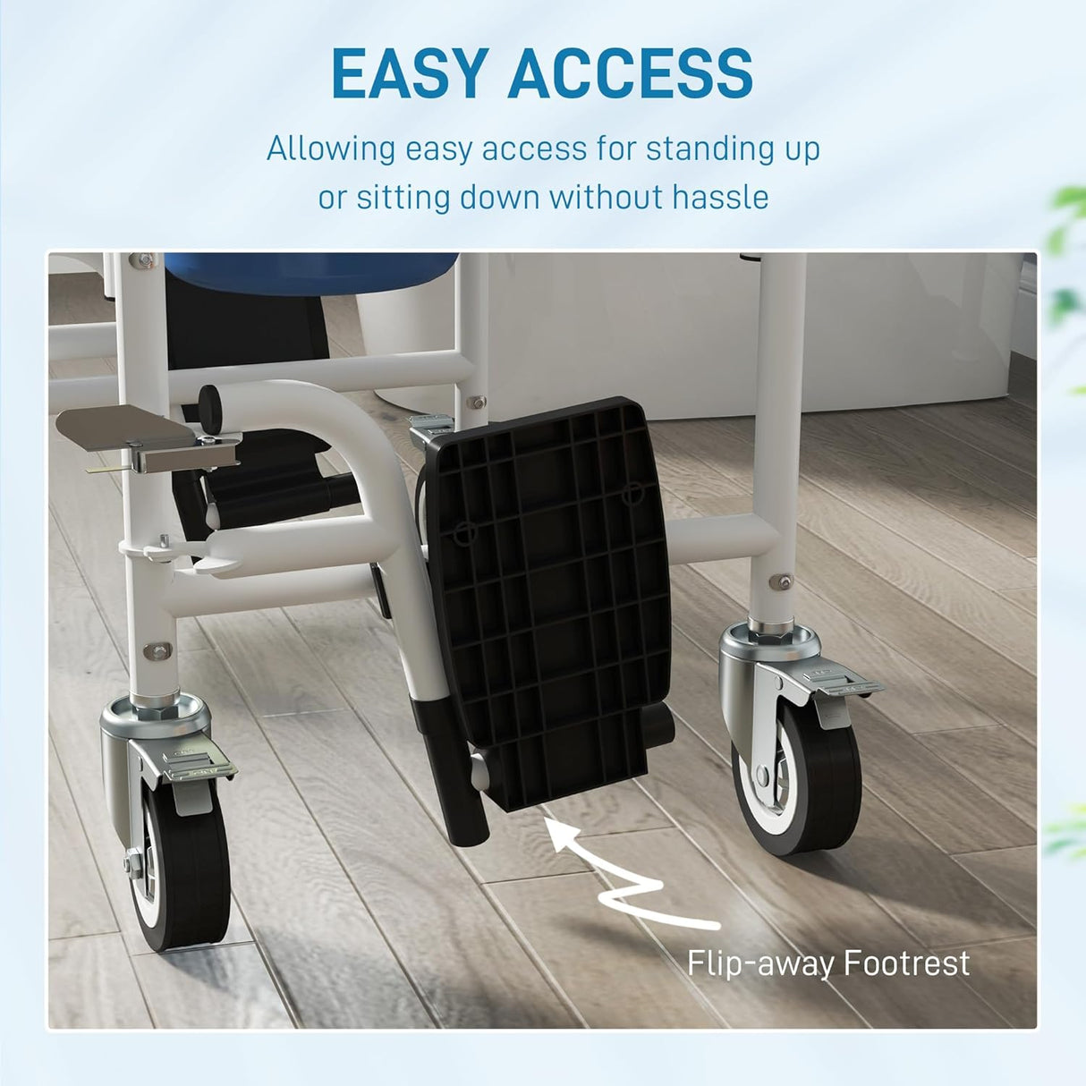 Silla de Ducha HOMCOM 4 en 1 con Ruedas y Respaldo