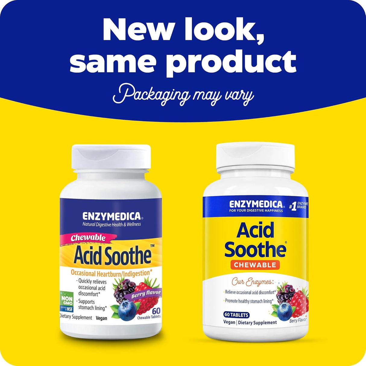 Suplemento Enzymedica, El ácido calmante masticable 60 und