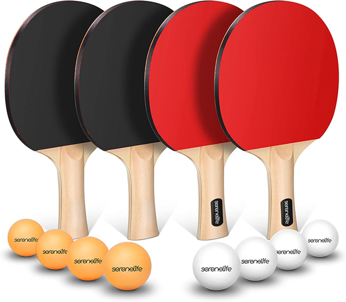 Raquetas de Tenis de Mesa juego de 4 SERENELIFE SLPPRAC