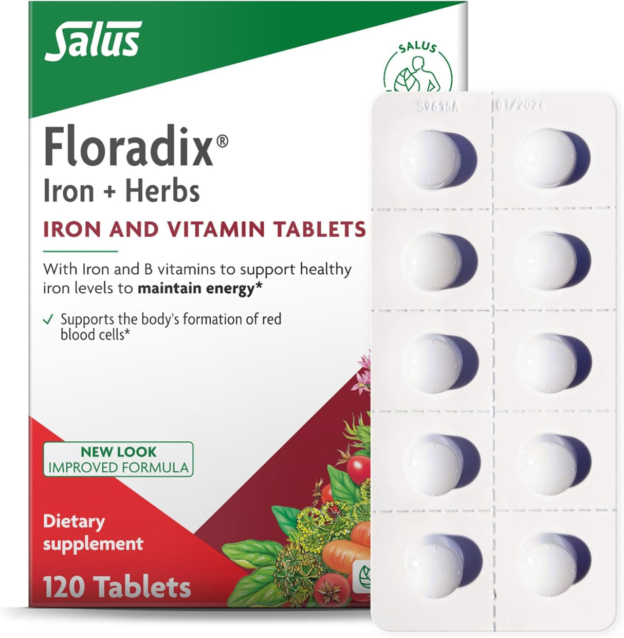 Floradix Tabletas de Hierro con Ácido Fólico y Vitamina C - 120u