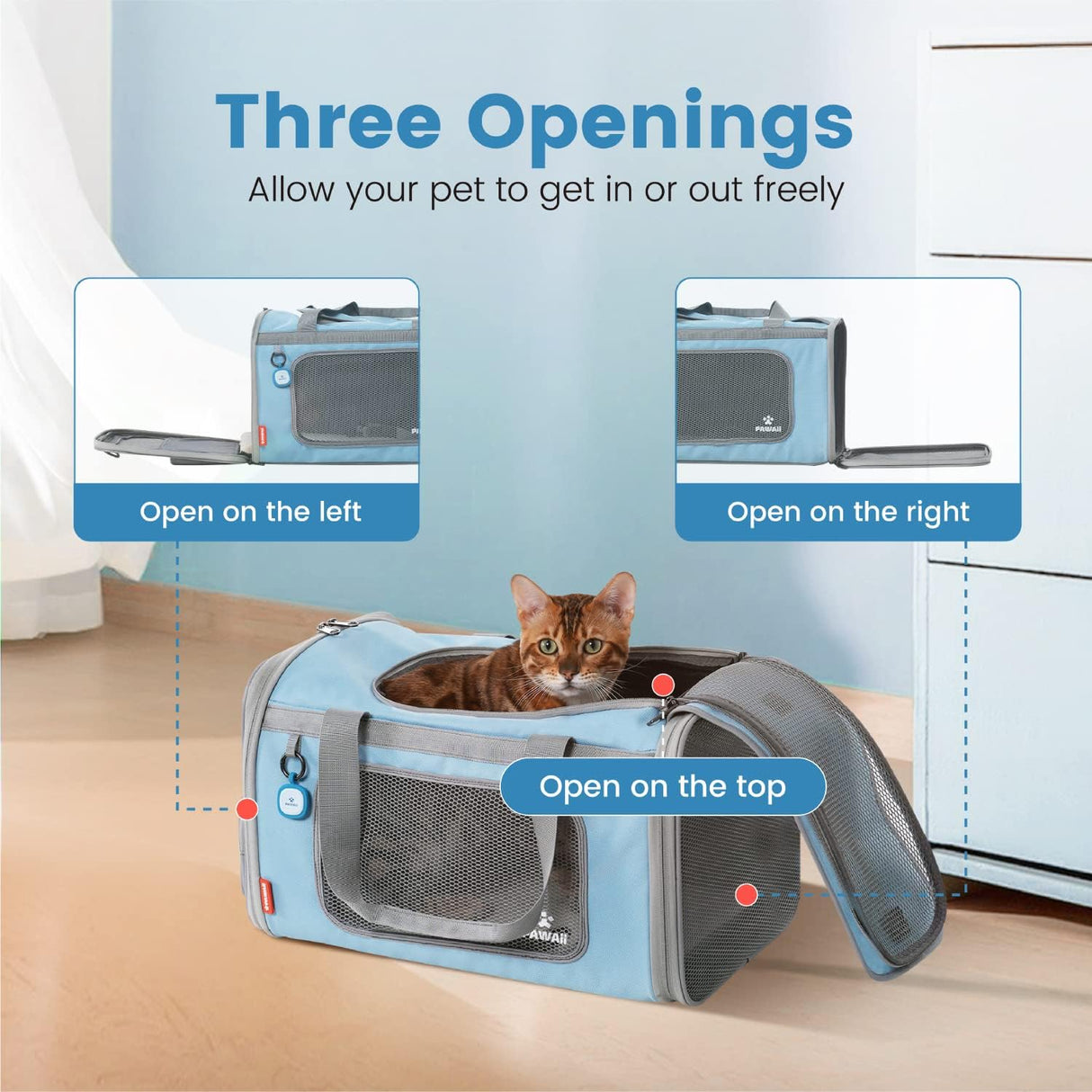 Transportadora de Mascotas Pawaii, Plegable y Cómoda