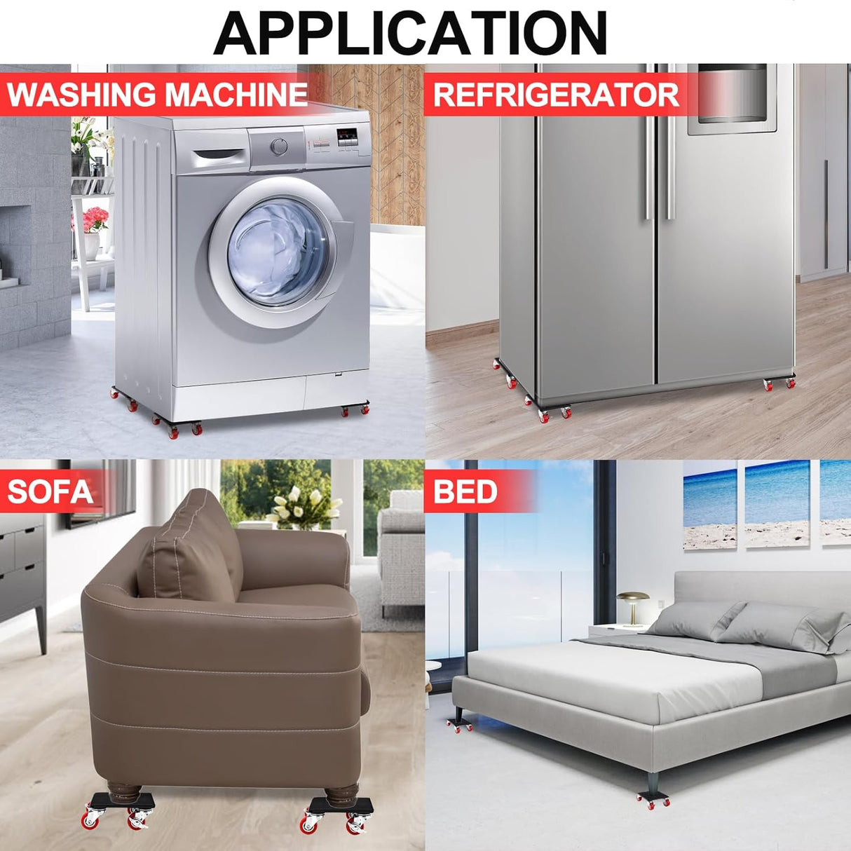 Carretillas Movedoras OCGIG, Carga 3000LBS, 4 Piezas