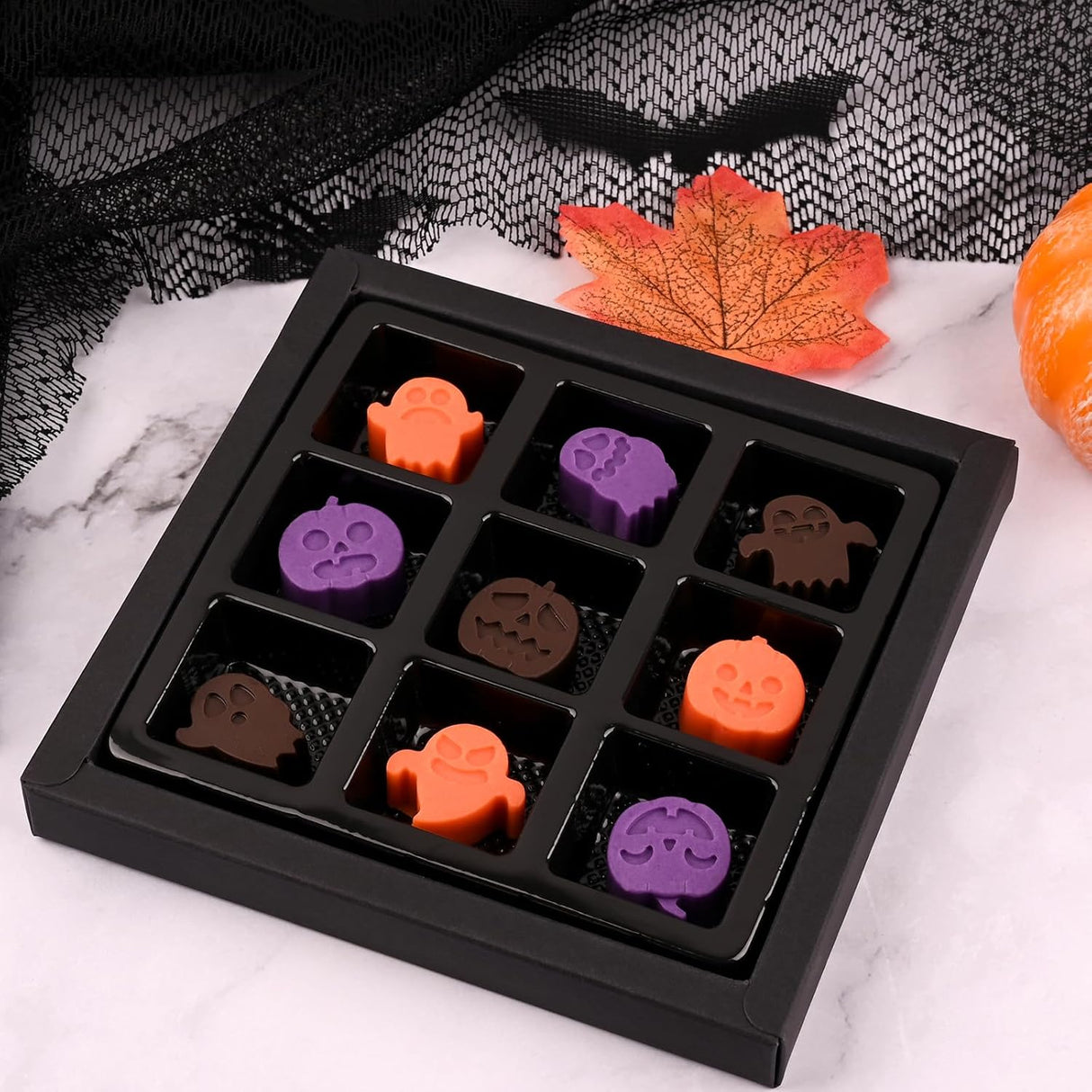 Molde de chocolate y gelatina de Halloween, fantasma y calabaza