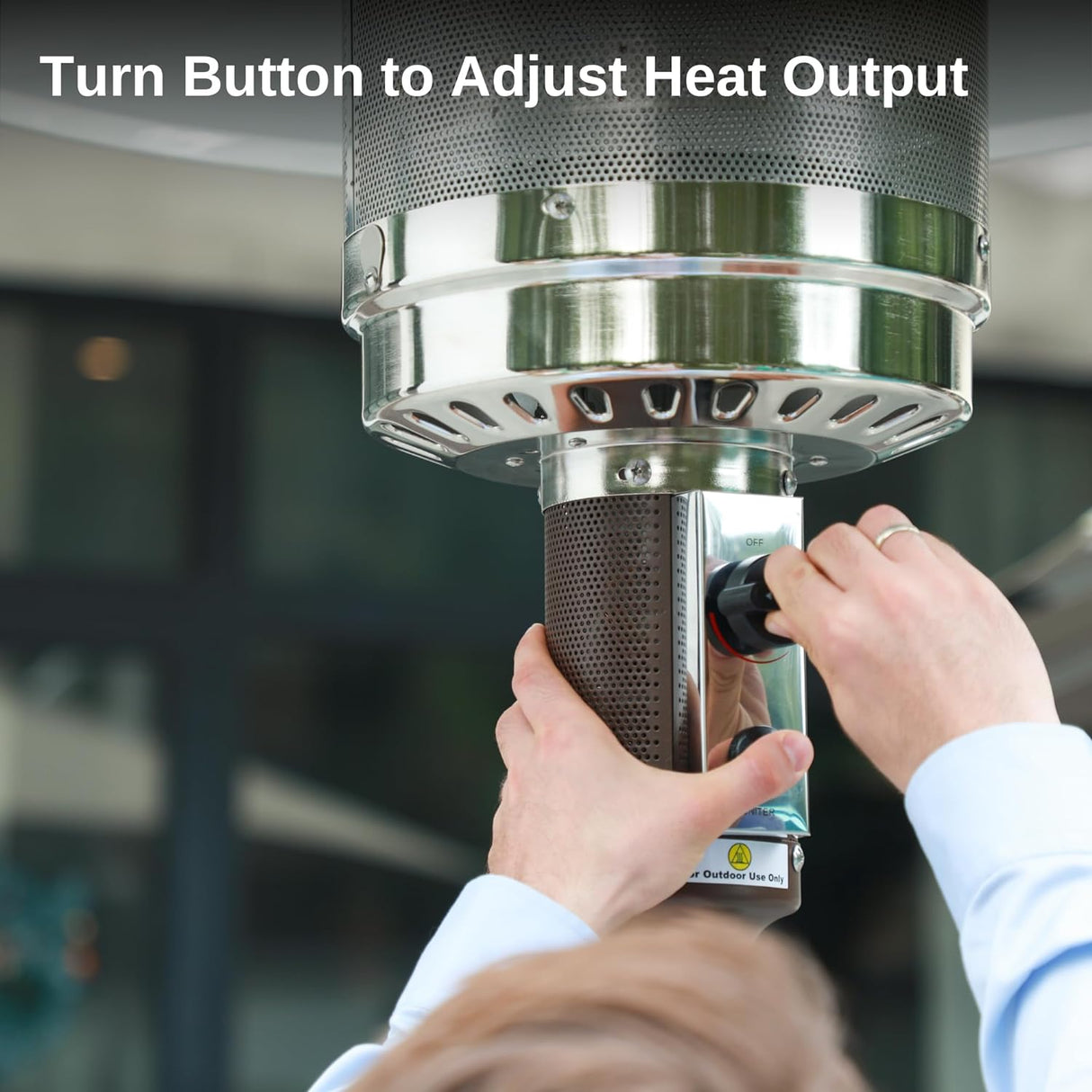 Calentador de patio quemador y ruedas de acero inoxidable