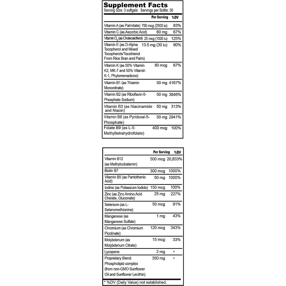 Suplementos Complejo B activo liposomal y multivitamínico