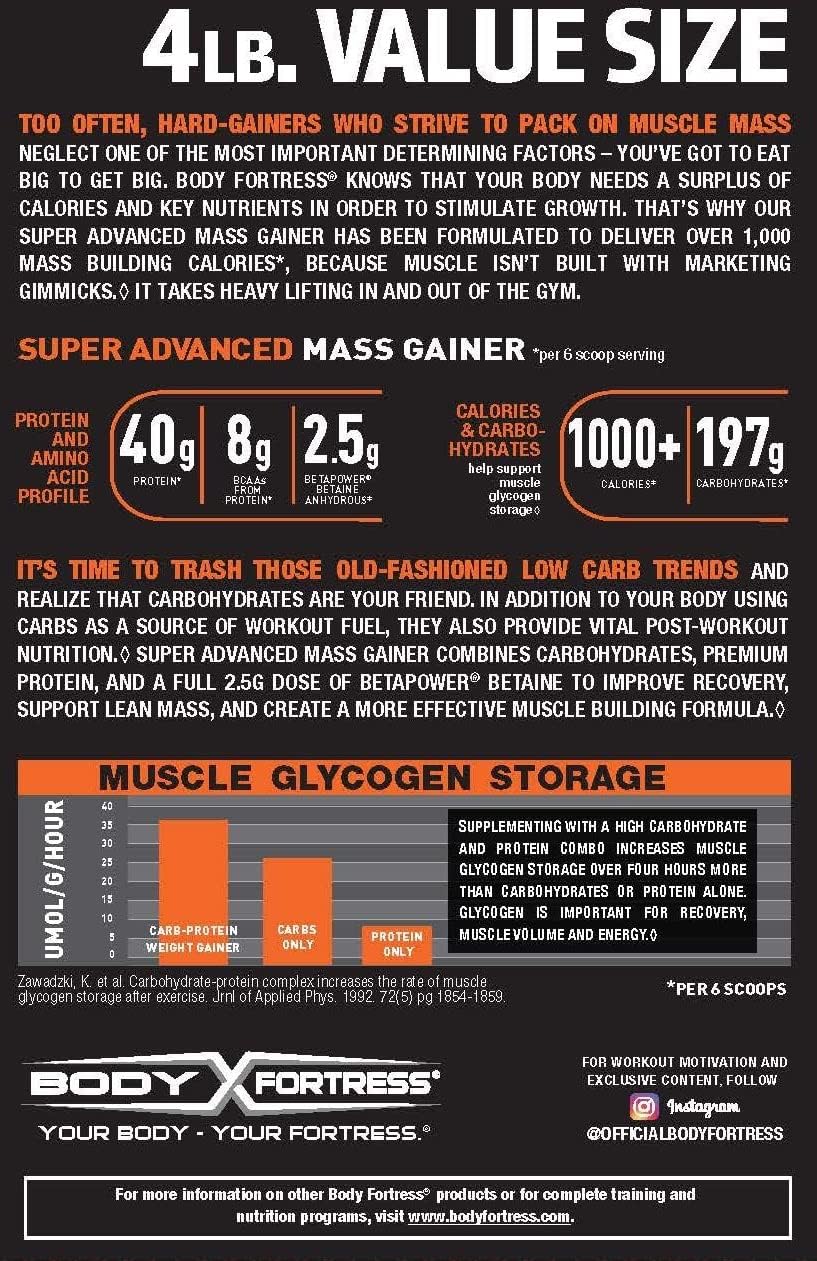 Ganador de masa super avanzada Body Fortress, chocolate 1-4lb