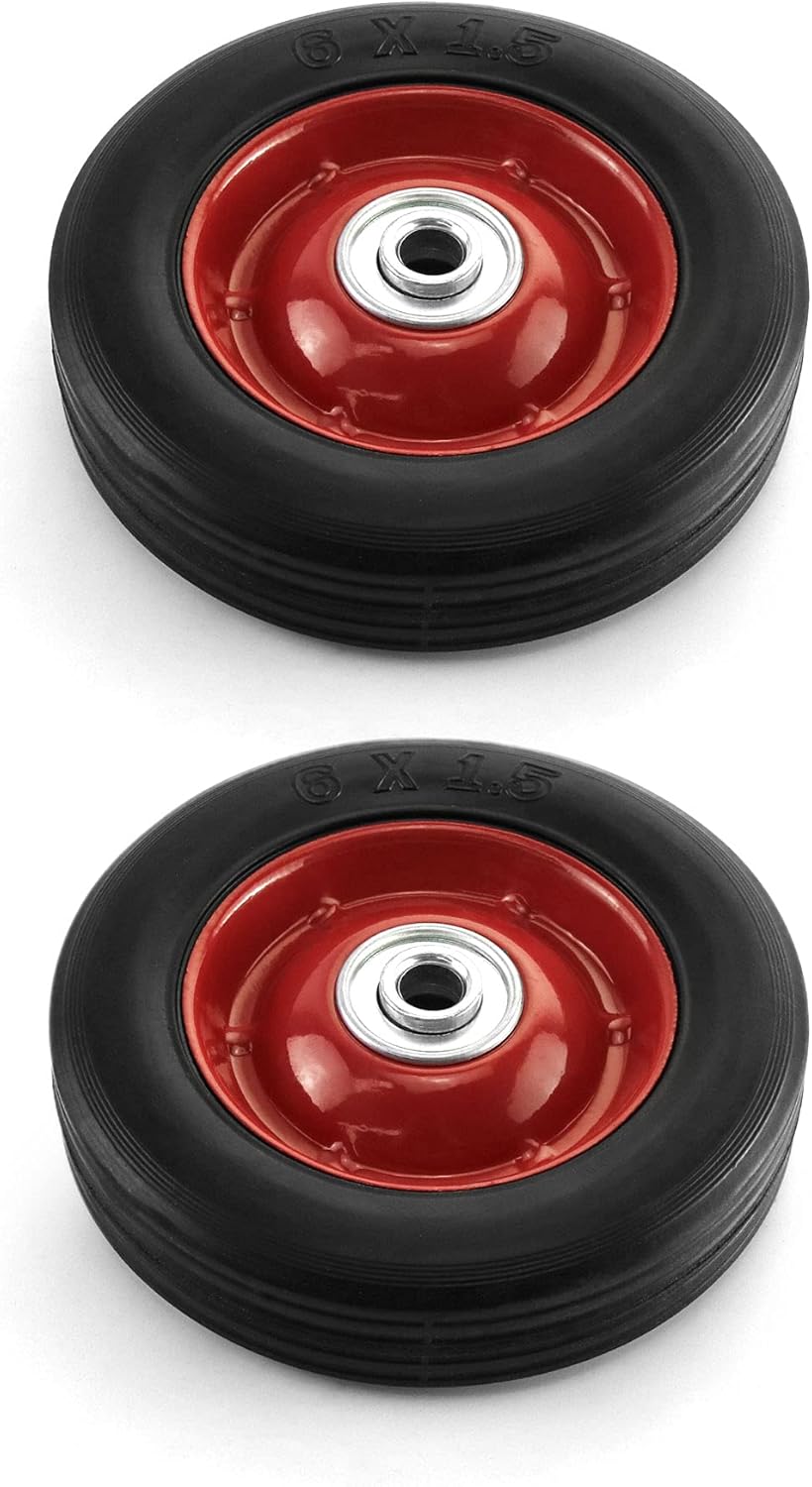 Ruedas QWORK 6 x 1.5, 1/2 eje, capacidad 132 lbs, 2 pack