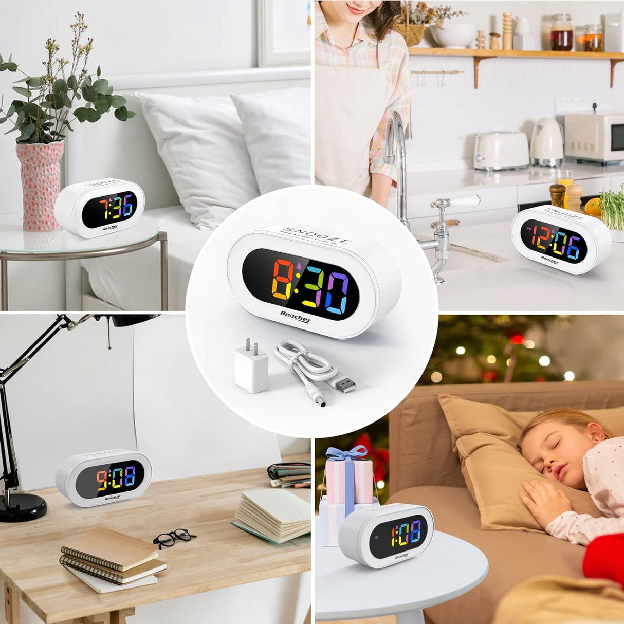 Reloj Digital Despertador con Snooze y Regulador de Brillo