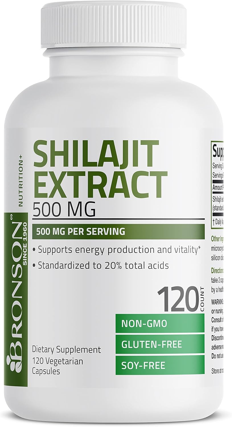 Suplemento Bronson Extracto de Shilajit de 500 mg 120 cáp