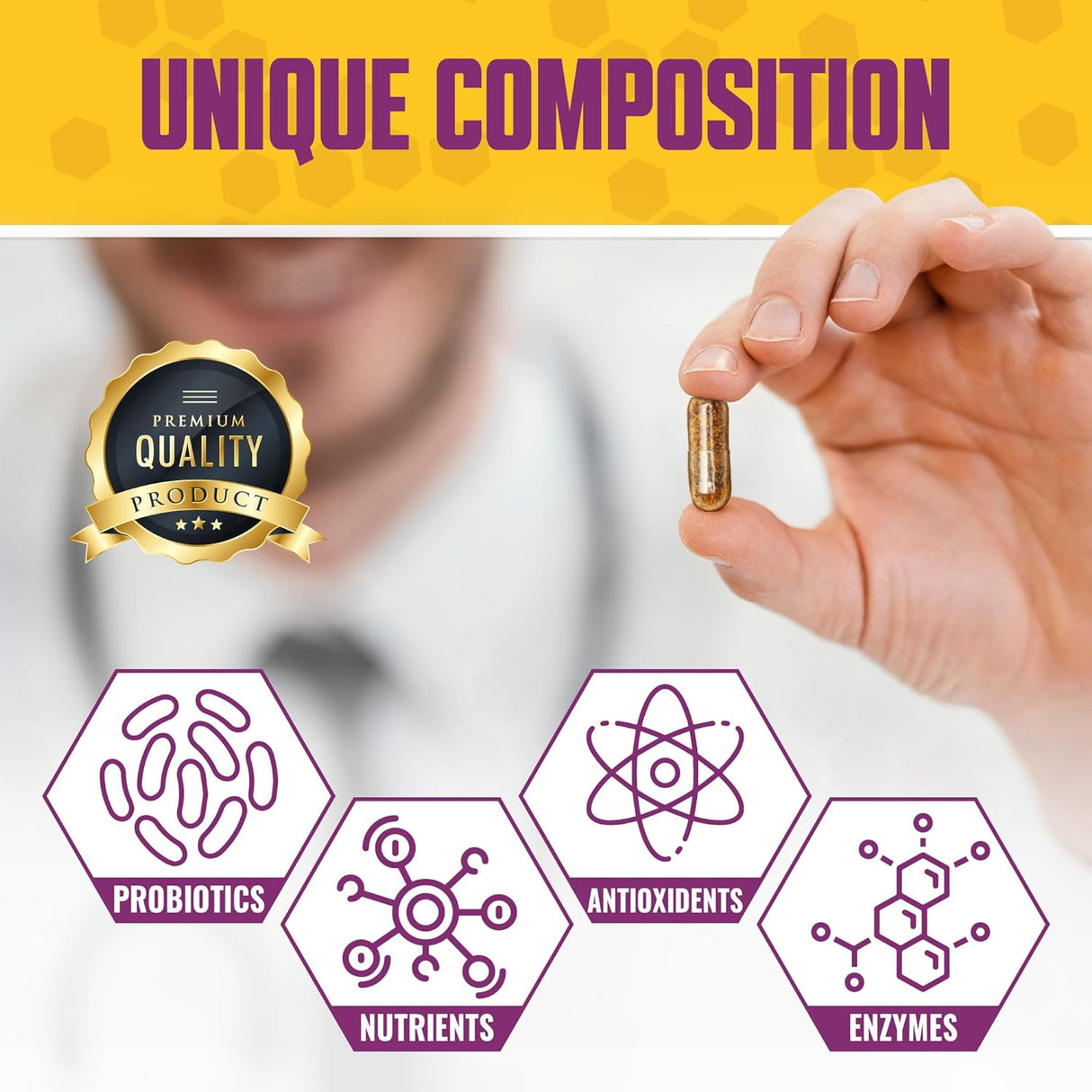 Natural Raw Beebread Veggie Caps, Multivitamin, Probiotic Supplement