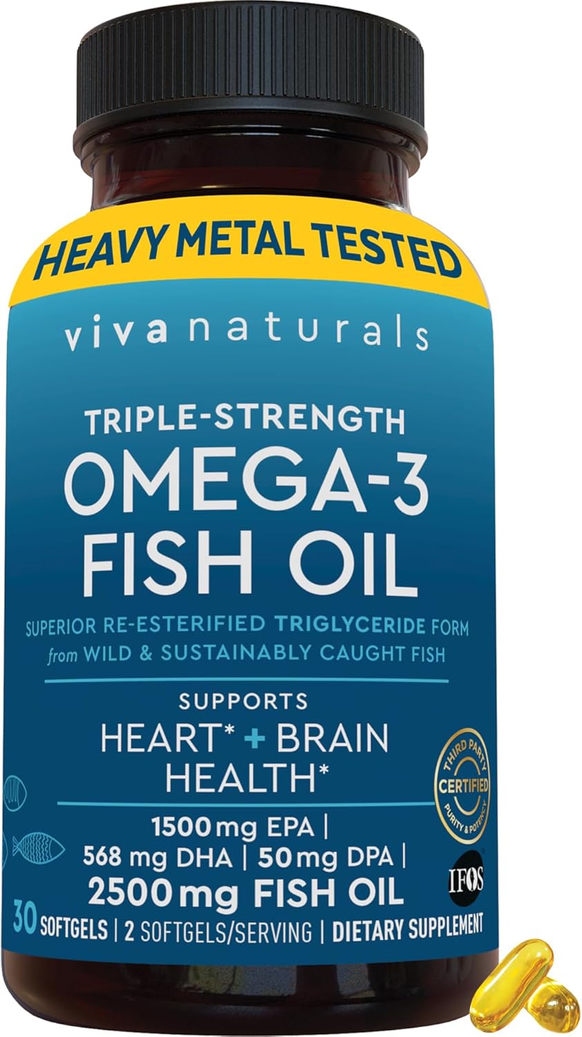 Suplemento de Aceite de Pescado Omega 3 Viva Naturals 2500 mg