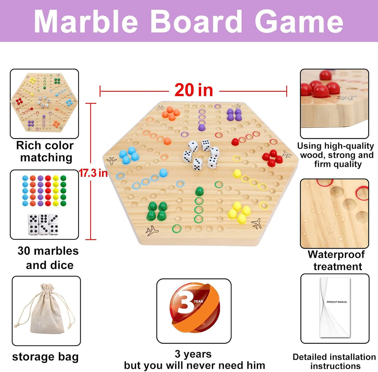 Juego de Mesa Aggravation de Madera Wahoo, 4-6 Jugadores