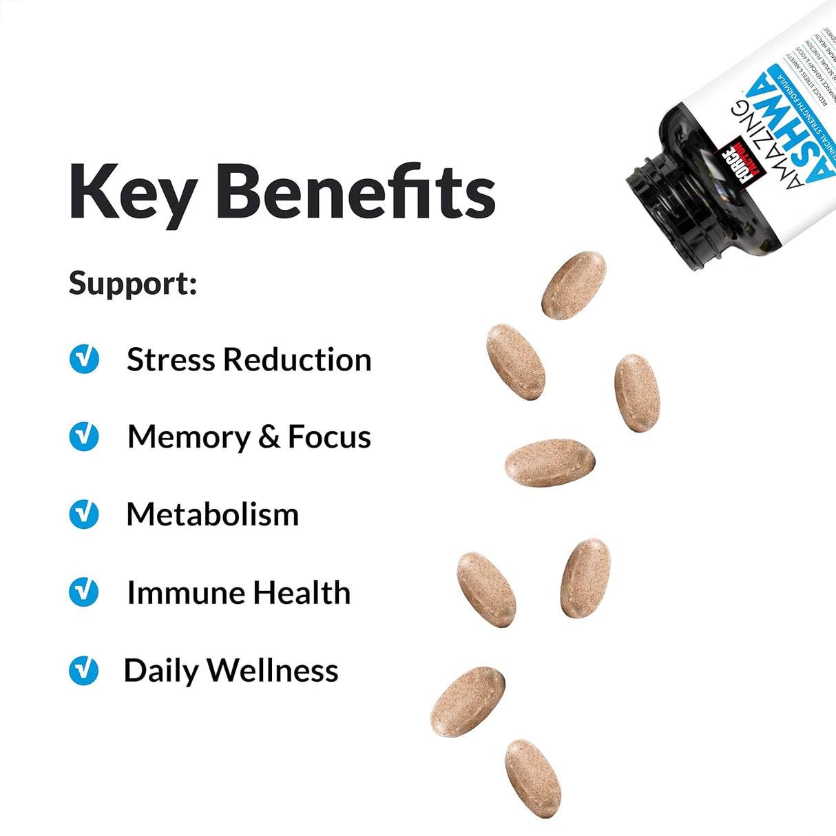 Suplemento de Ashwagandha FORCE FACTOR, 120 tabletas