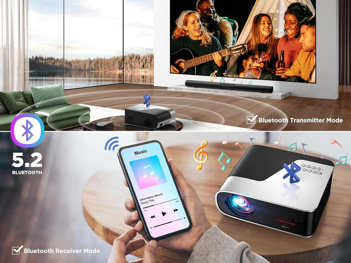 Proyector inteligente DBPOWER 1080p, WiFi 5G, Netflix y Dolby