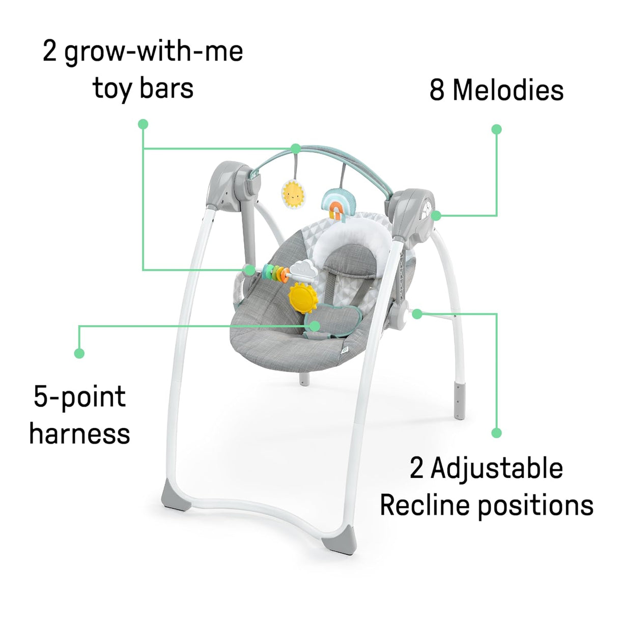 Columpio plegable 6 velocidades música 0 a 9 meses