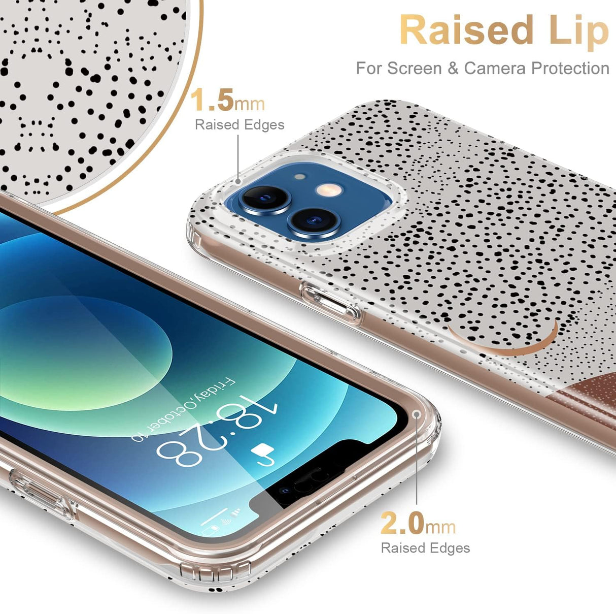 ESDOT Funda para iPhone 12, iPhone 12 Pro con protector de pantalla integrado, funda resistente con diseños de moda para mujeres y niñas, funda protectora para iPhone 12/12 Pro de 6.1 pulgadas, pintura abstracta