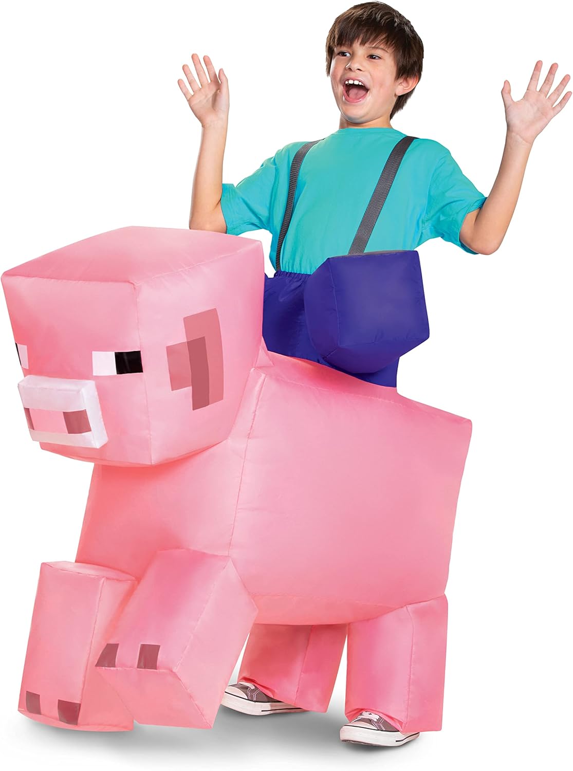 Disfraz Inflable de Cerdo para Niños, Minecraft, Talla 7-8