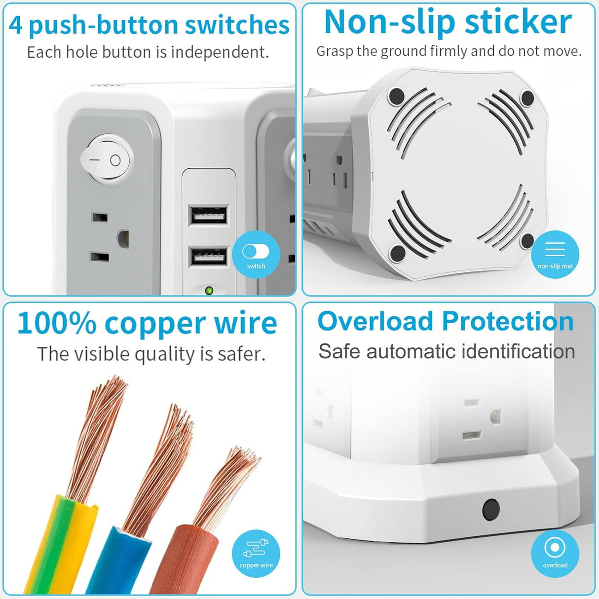 PASSUS - Regleta de alimentación con protector de sobretensiones