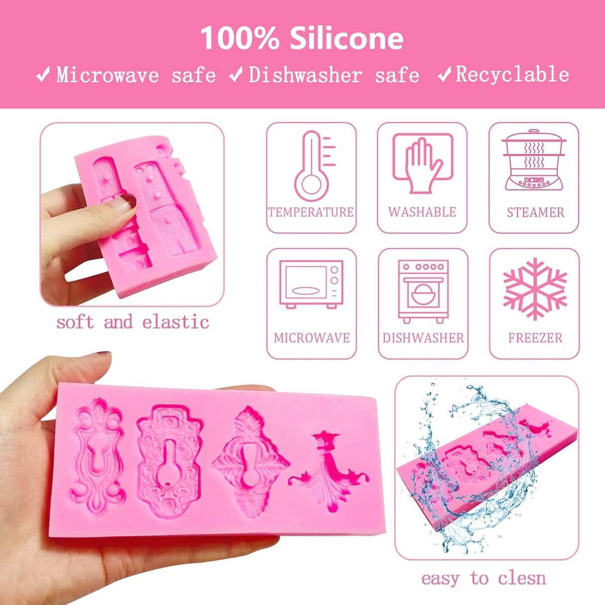 Moldes de arcilla polimérica vintage con agujero rosado