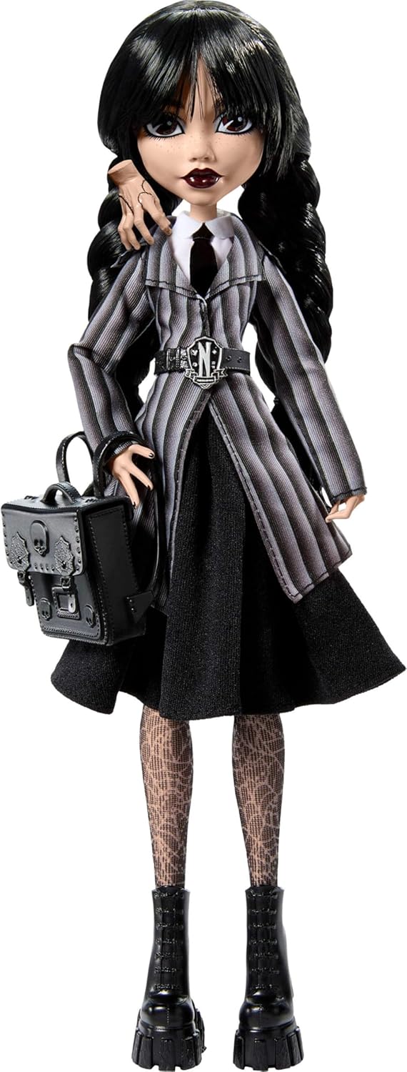 Muñeca Wednesday Addams Monster High, uniforme Nevermore, Thing