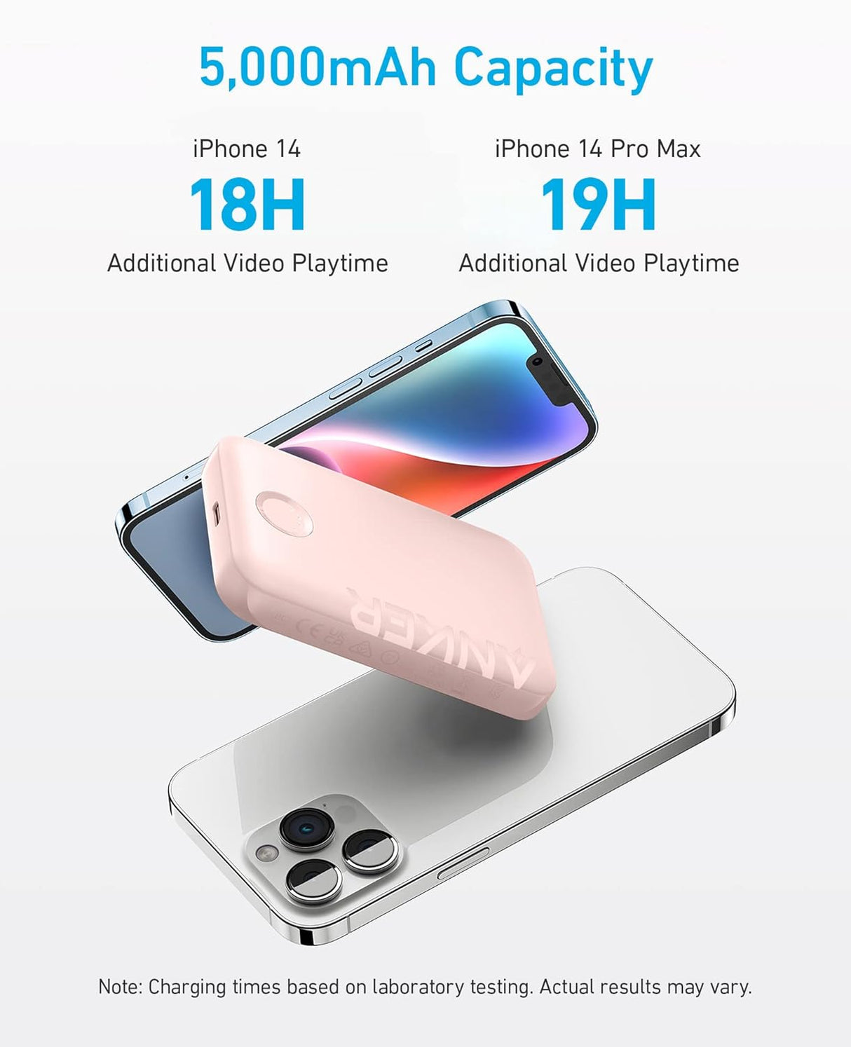 Cargador portátil inalámbrico magnético e celulars rosado