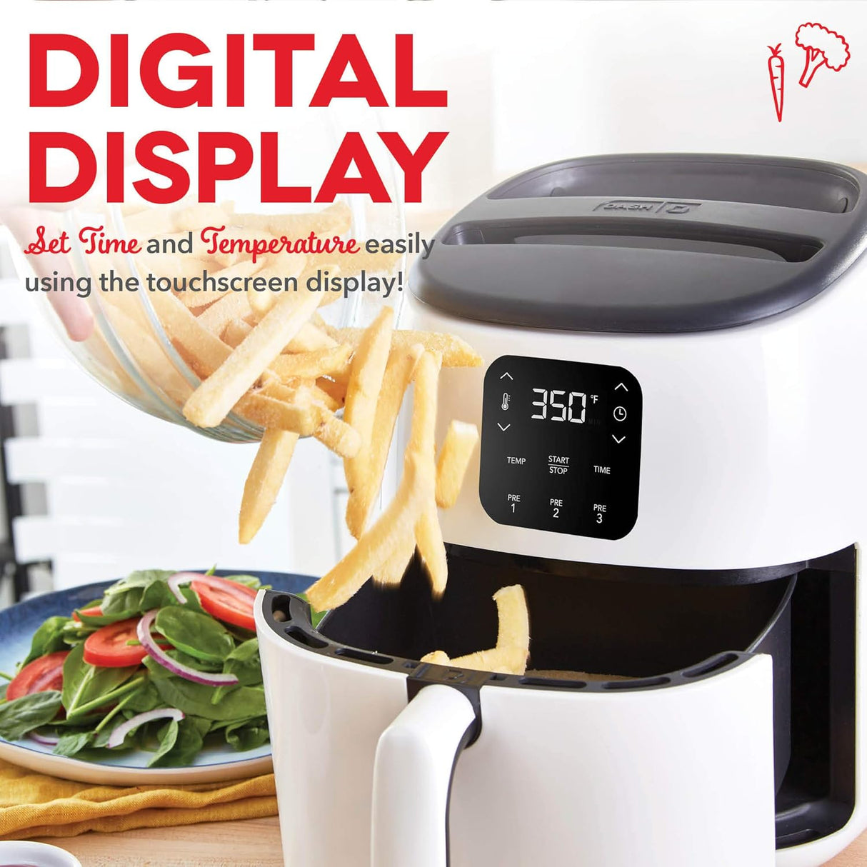 Freidora de Aire DASH Tasti-Crisp™ 2.6 Qt. Digital 1000W