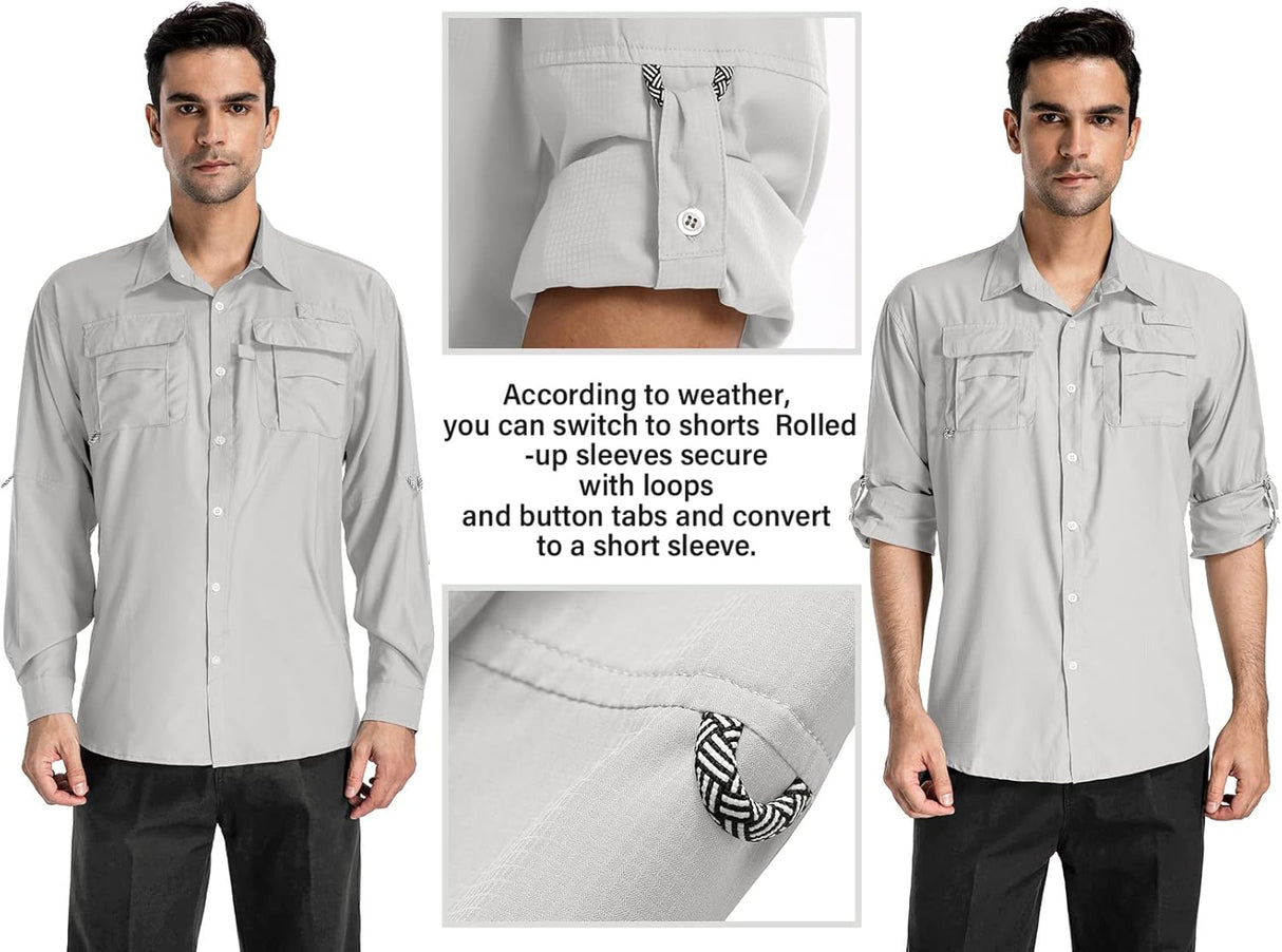 Anteef Camisas para hombre manga larga protección UV