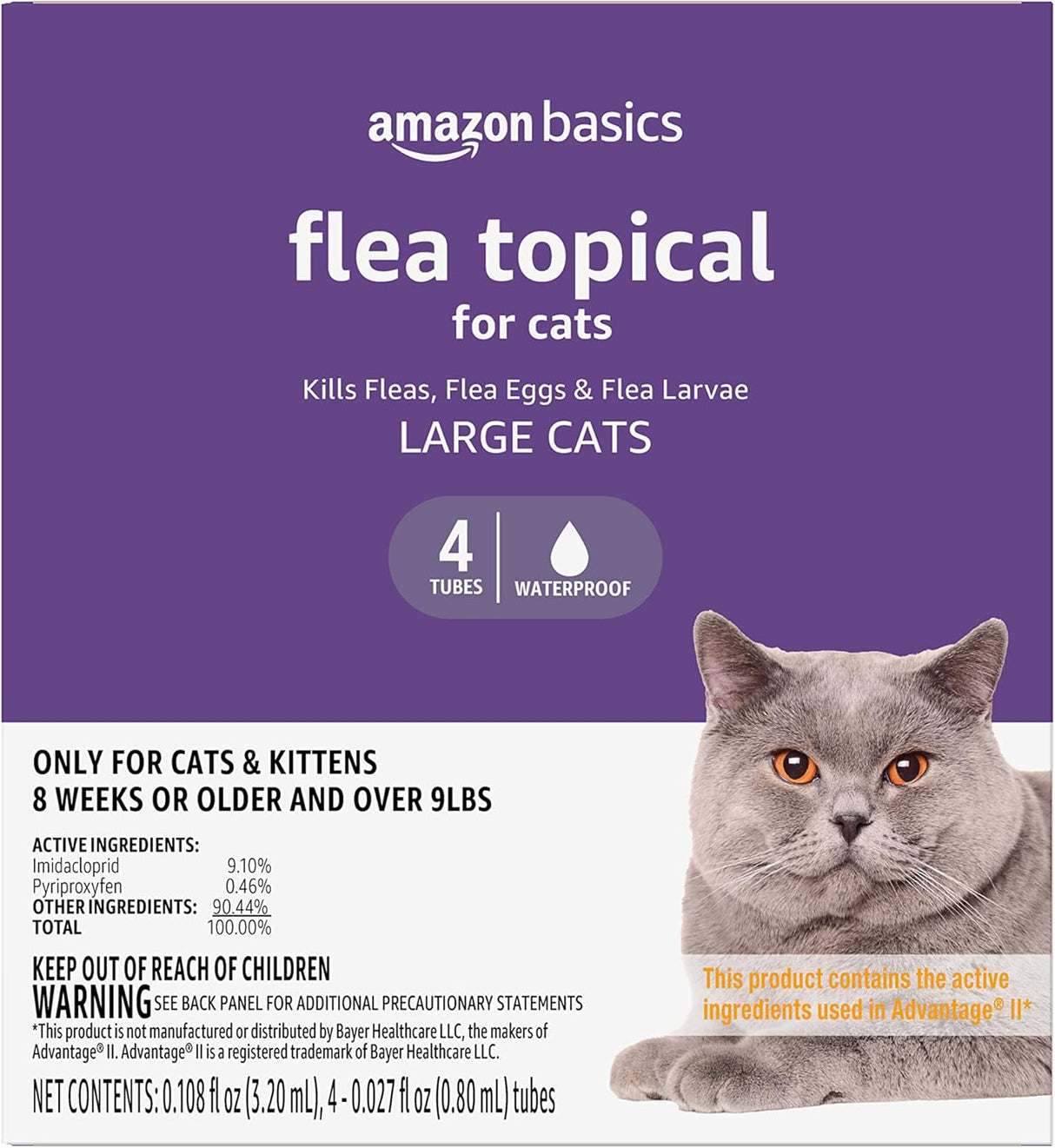 Tratamiento Antipulgas tópico para gatos grandes 4 unidades