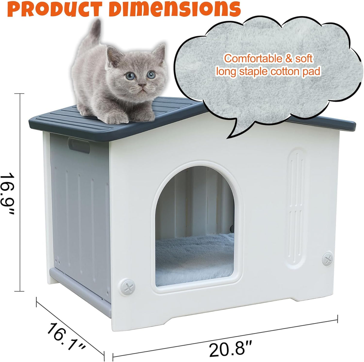 Casa para gatos impermeable, marca desconocida, con puerta de escape.