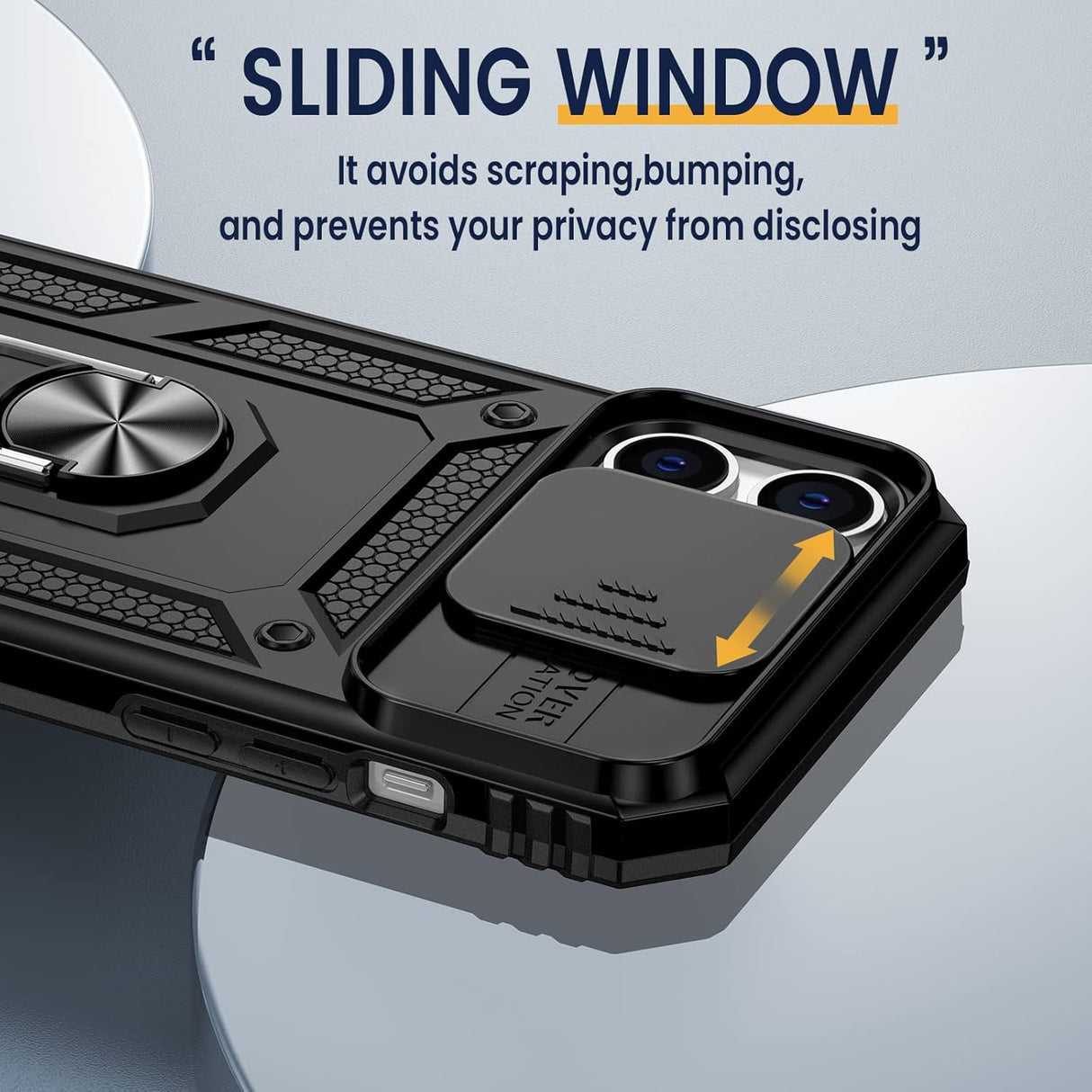 Goton Armor - Funda para iPhone 13 Pro Max con soporte para cámara deslizante y soporte de grado militar a prueba de golpes, resistente a prueba de golpes, con soporte magnético para montaje de coche para iPhone 13 Pro Max 6.7.