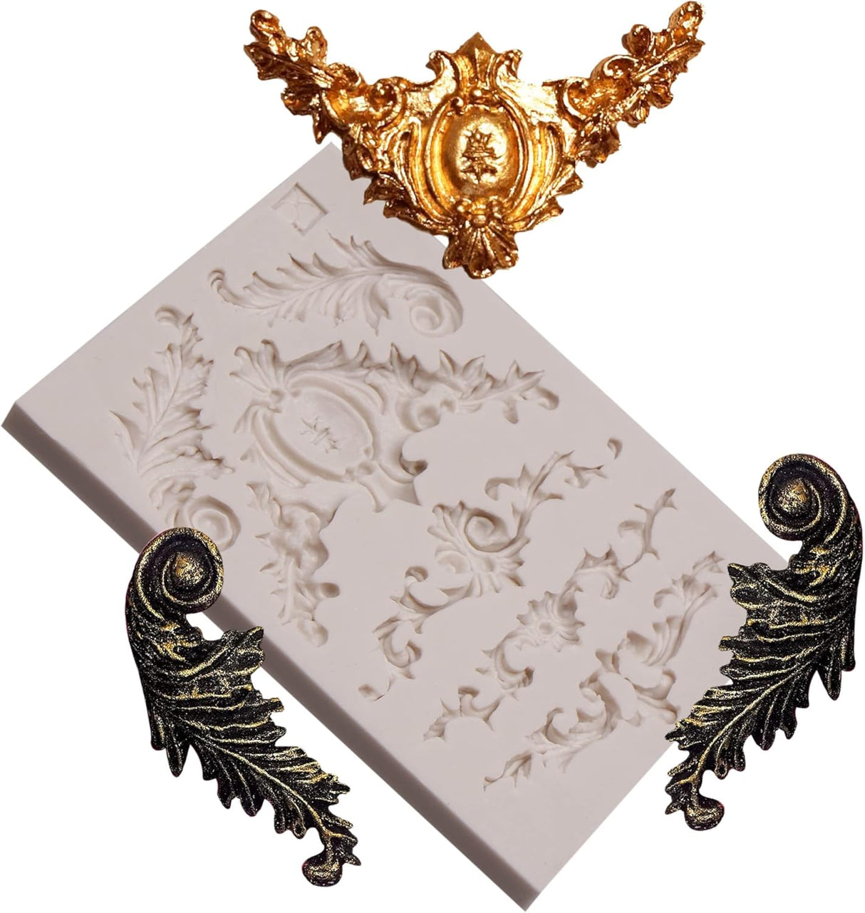 Molde de silicona de alivio barroco de fondant de borde