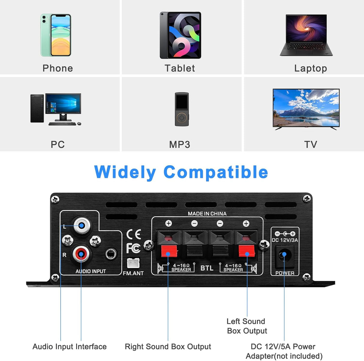 Amplificador de Audio 400W Bluetooth 5.0, Modelo AK-380
