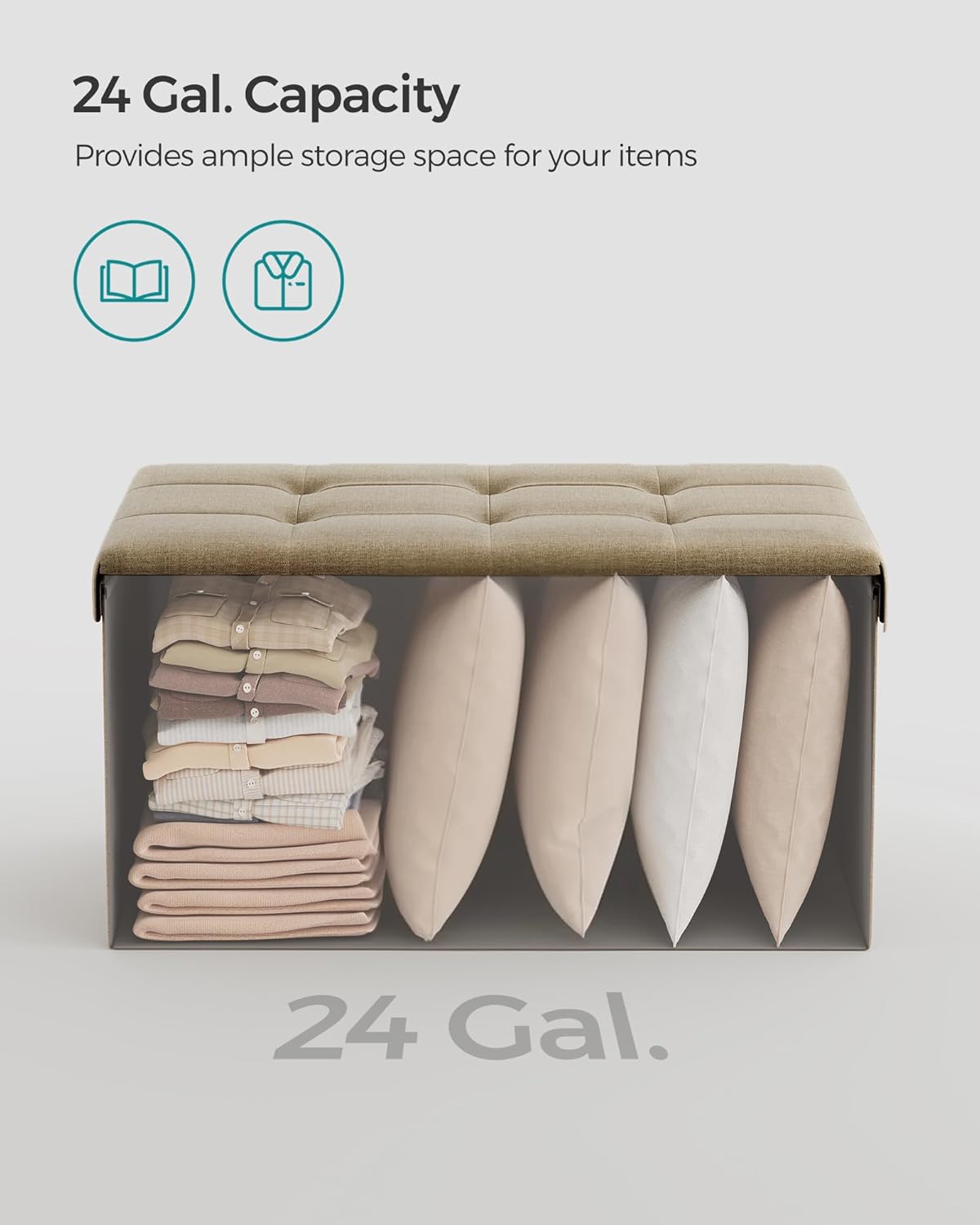 Otómano Plegable de Almacenamiento - Carga 660 lb - ULSF047R01