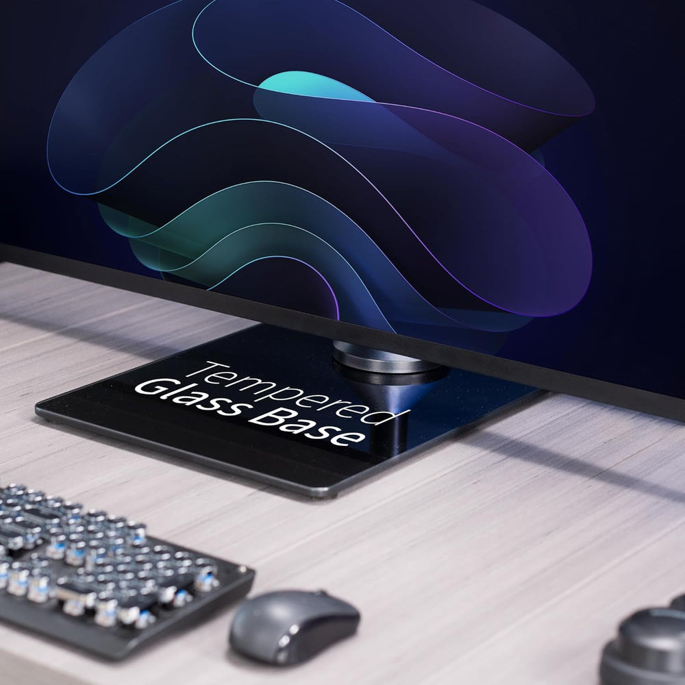 Soporte Doble para Monitores VIVO, Base de Cristal, STAND-V002LG