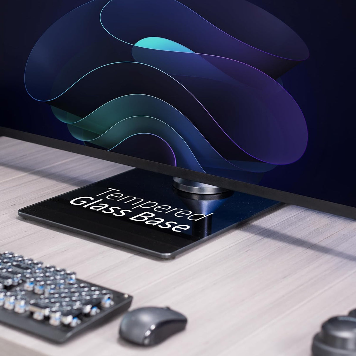 Soporte Doble para Monitores VIVO, Base de Cristal, STAND-V002LG