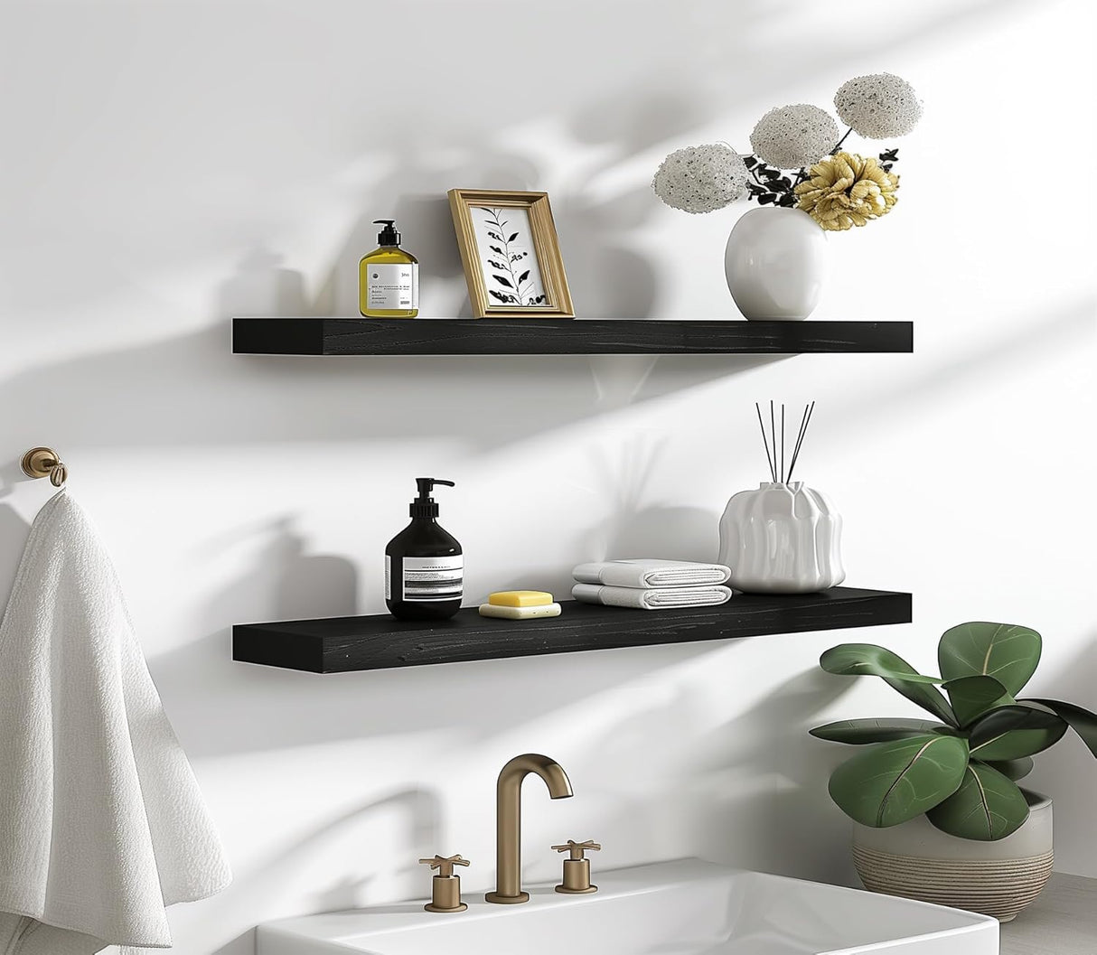 Estanterías flotantes de madera PHPH, 24 pulgadas, set de 6