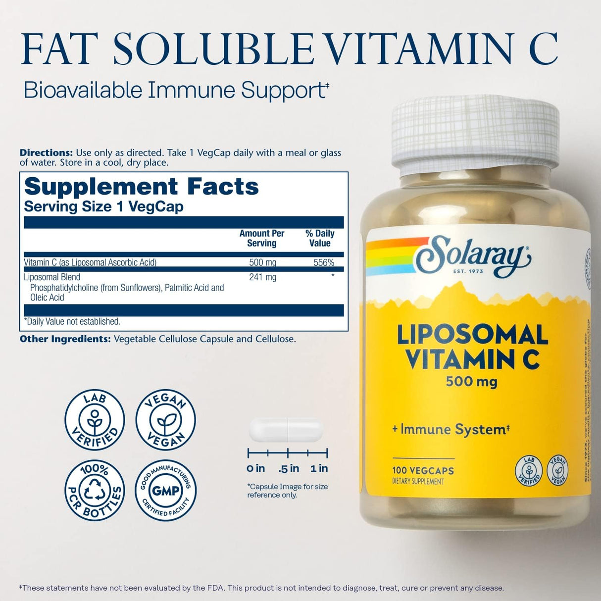 Suplementos Vitamina C liposomal 500 mg Sistema inmunológico