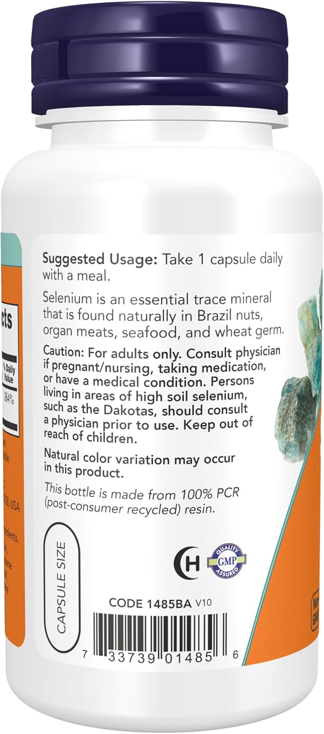 Suplementos NOW Selenio (L-Selenometionina) 200 mcg 90 Cáp