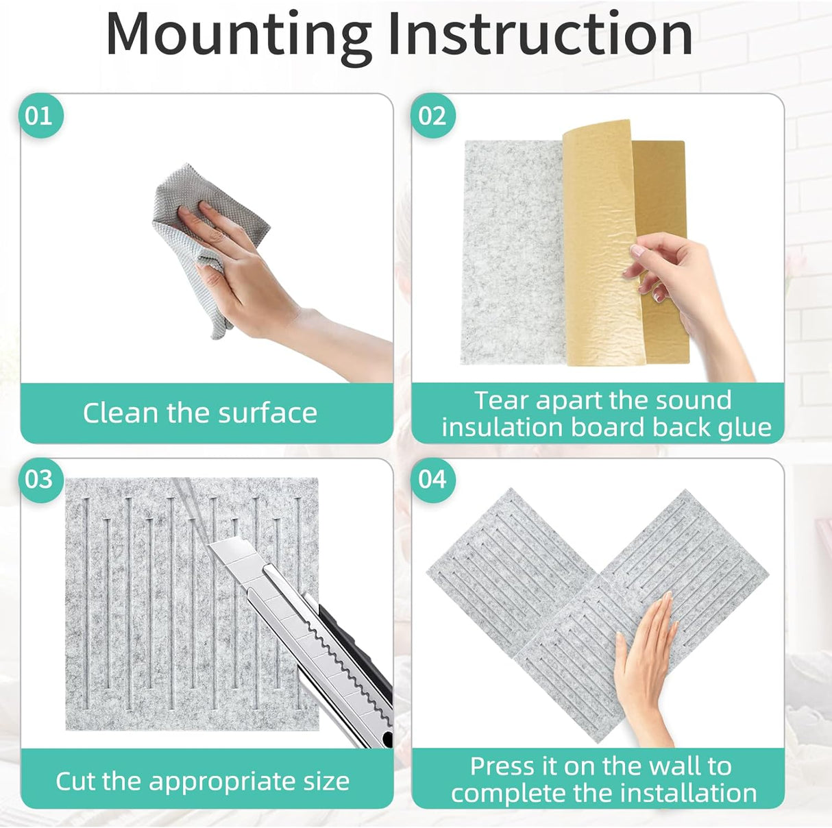 Paneles Acústicos Autoadhesivos 12 x 12 - 12 Pack, Alta Densidad