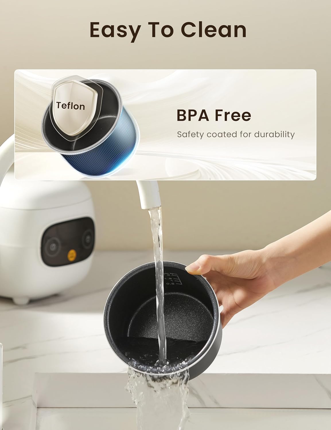 Arrocera COMFEE mini 5 tazas, portátil, 6 funciones, 2.5 tazas