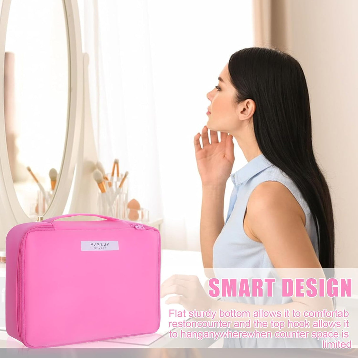 Bolsa de maquillaje de viaje fucsia Queboom