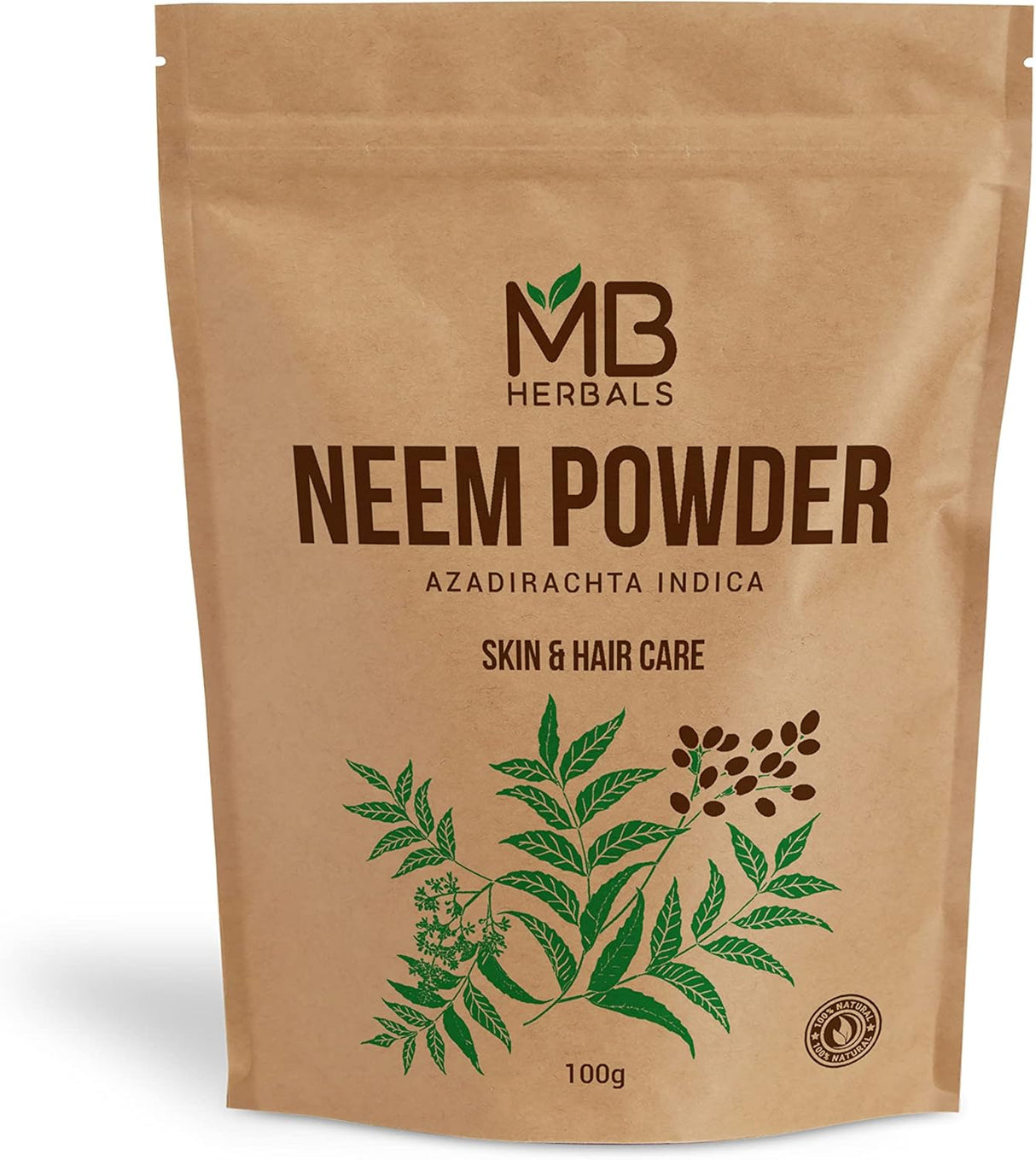 Suplemento Polvo puro de hoja de neem de 3.53 oz/3.5 onzas