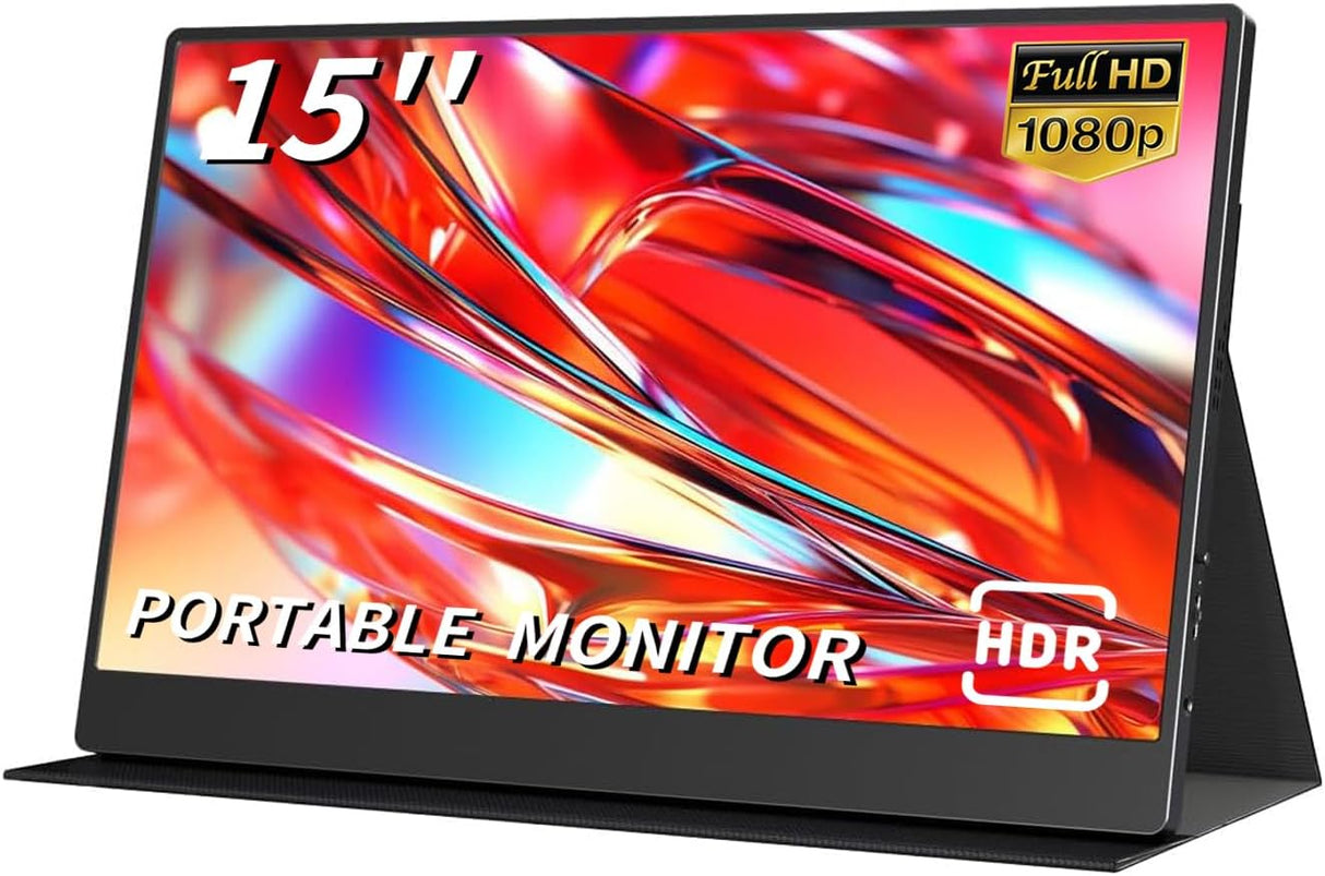 Monitor portátil AYY 15 FHD 1080P USB C HDMI, soporte incluido