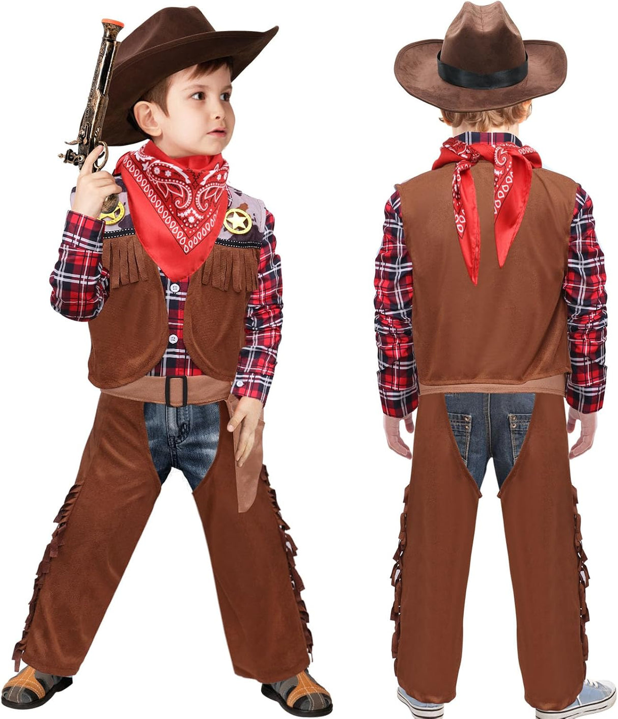 Disfraz de Vaquero para Niños Latocos 7 PCS, 3-10 Años