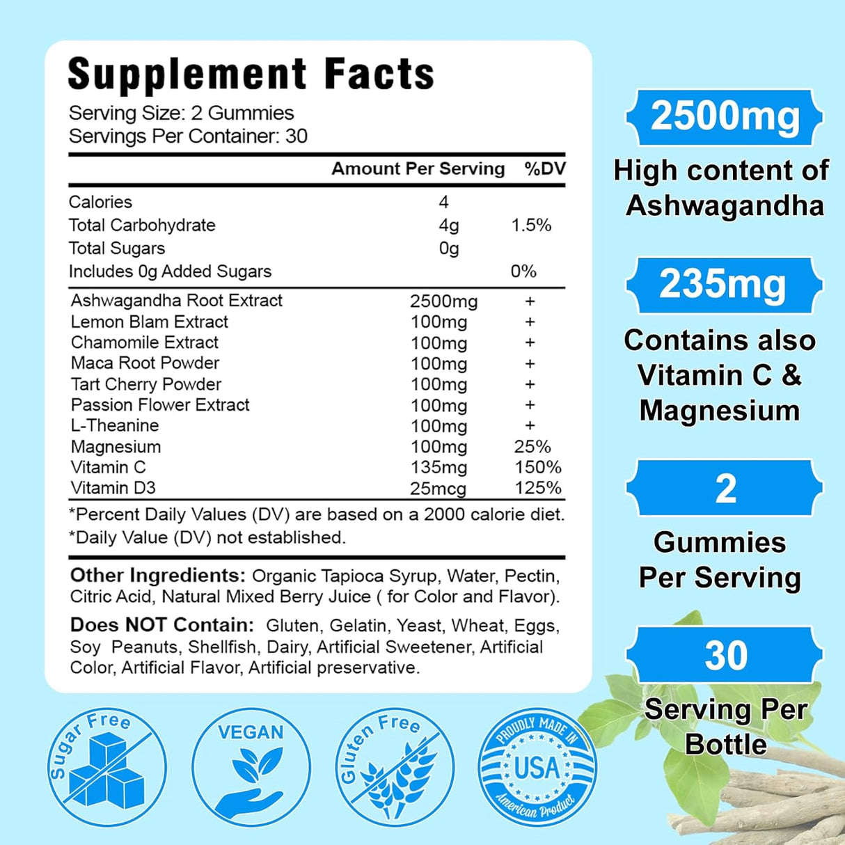 Gomitas de Ashwagandha 2500mg - Suplemento Orgánico 120 Unidades