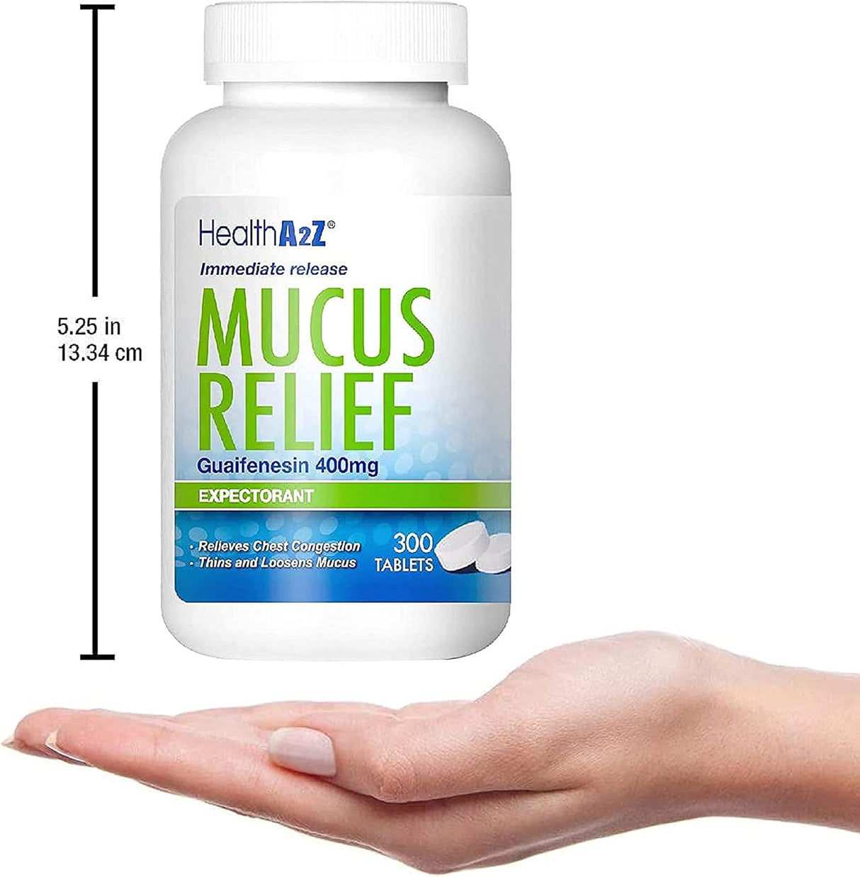 Mucus Relief HealthA2Z® Guaifenesin 400mg 300 cápsulas