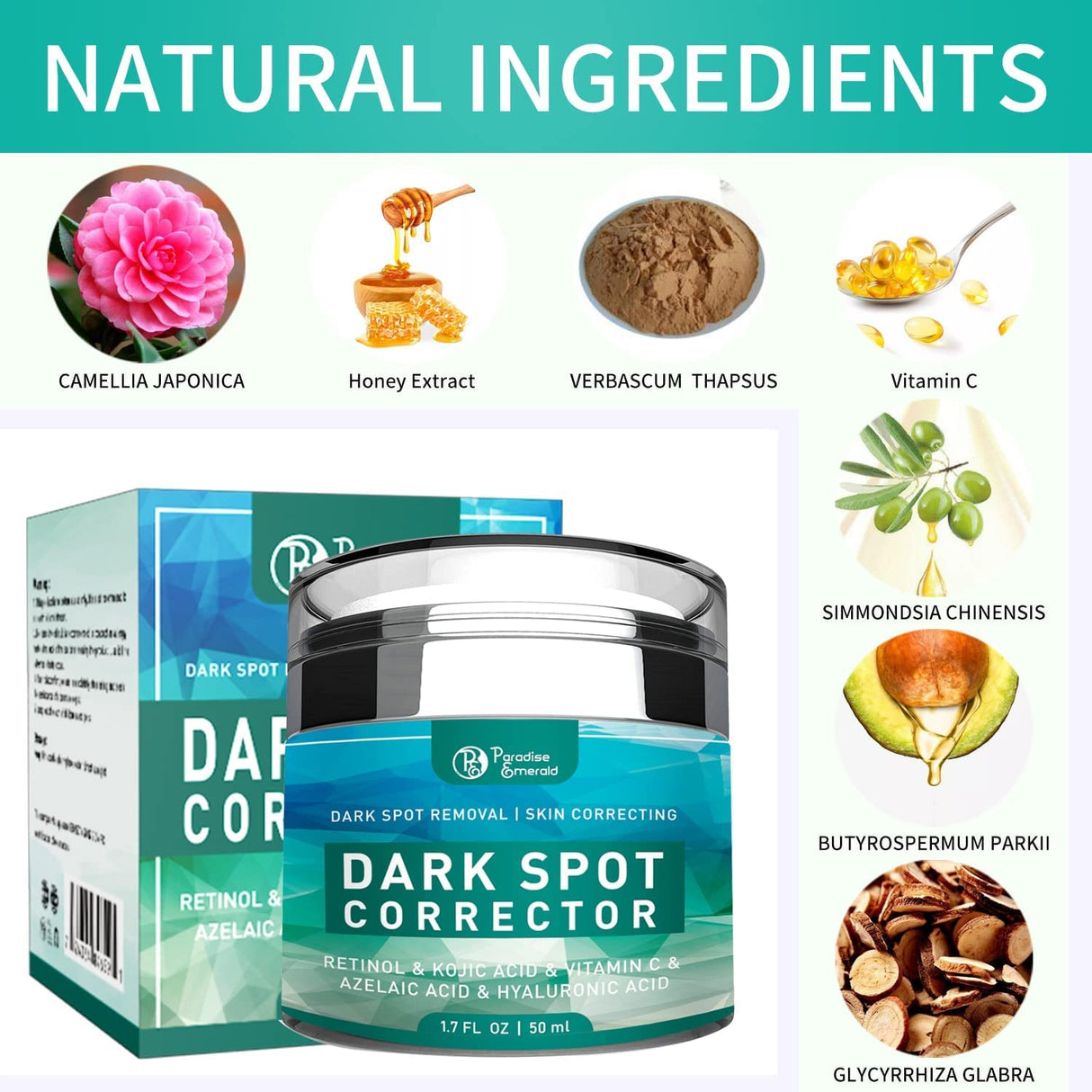 Eliminador de manchas oscuras para cara Paradise Emerald
