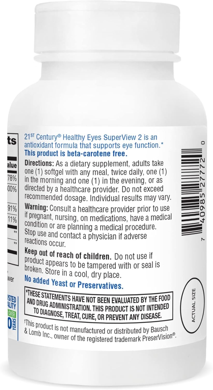 21st Century Healthy Eyes SuperView 2 Softgels, 120 unidades
